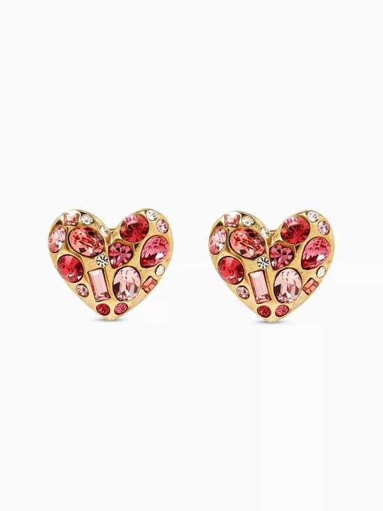 Oscar de la Renta Jewelry - Oscar de la Renta Gemstone Heart Clip-on Earrings in Metal